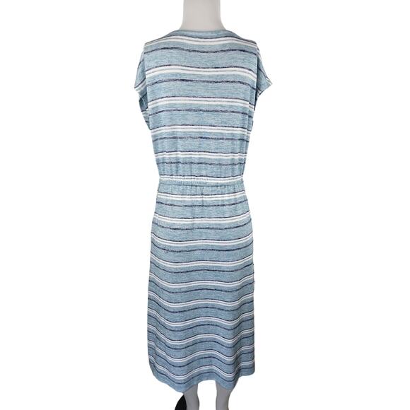 T By Talbots Athletic Pockets Draw String Waist Shades of Blue Women's Dress M - Picture 2 of 4
